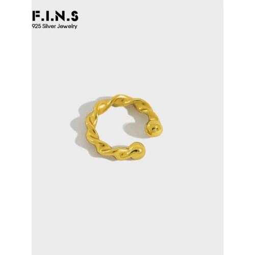 F.I.N.S Trendy 925 Sterling Silver Ear Cuff Korean Fashion Twist S925 Silver Clip on Earrings Without Piercing Fine Jewelry