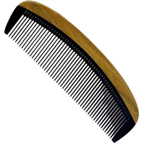Hair Comb - Fine Tooth Wooden Detangling Comb for Curly Hair - No Static Sandalwood Buffalo Horn Comb for Men and Women 5.1inch
