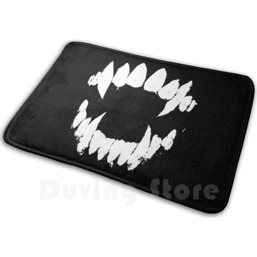 Fangs Dog Soft Non-Slip Mat Rug Carpet Cushion Bite Jaw Snarl Fang Aggressive Sharp Teeth Orc Goop Biting Gray Wolf