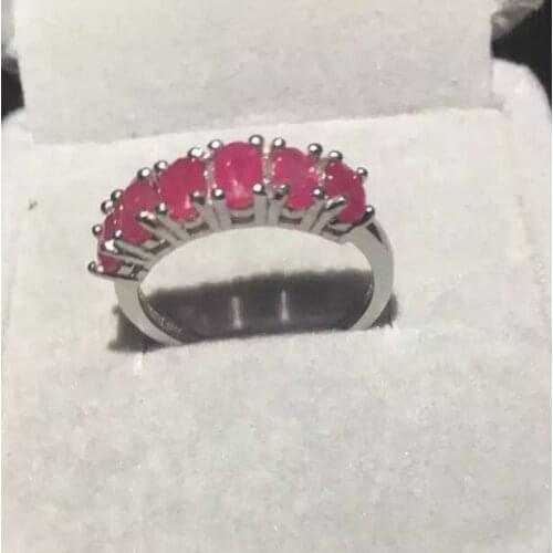 Natural red ruby gem Ring Natural gemstone ring 925 sterling silver trendy Slender elegant array women party fine Jewelry