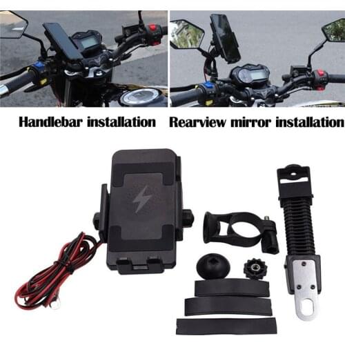 Kongyide Motorcycle Bracket Wireless Charging Mobilephone Bracket Stable Riding Fixed Bracket for 4.5-7.0 inch Mobile Phones m27