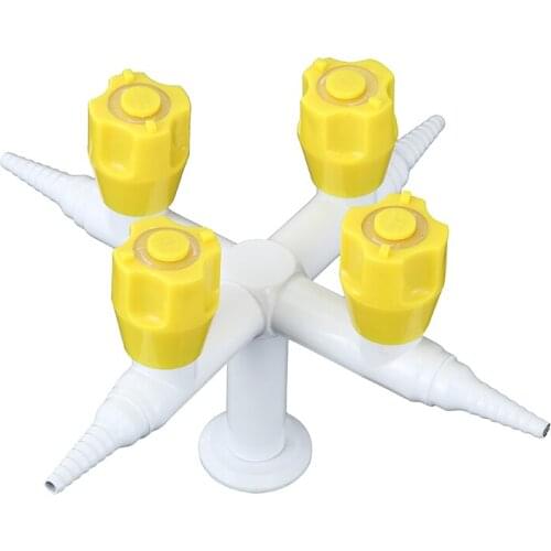 K006 Laboratory gas tap Pure Copper Four port Standing style 90 degrees right angle