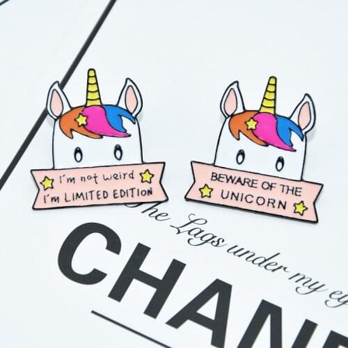 Cartoon Unicorn Badge Cute Creative I Am Not Strange I Am A Limited Edition Unicorn Metal Enamel Brooch Children Jewelry Gift