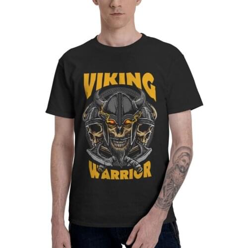 Mens Viking Warrior Movie T-Shirt Fashion Skull Odin Norse God Tshirt Short Sleeve Cool T Shirt Homme 100% Cotton Tee Top Merch