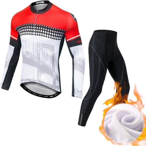 YOCENE Men Cycling Jersey Long Sleeves Fit Comfortable Bicycle Bike Tights Running Training Warm Suit