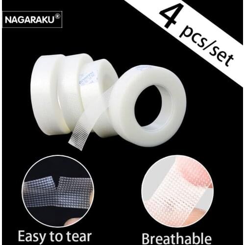 NAGARAKU 4pc set breathable easy to tear Micropore Tape Professional Eyelash Extension Supply Eyelash Extension Tape