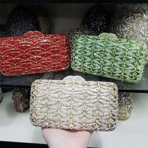 2021 New Arrival Red/Green 3 Colors Crystal Clutch Purse Evening Bags Diamond Clutches Women Dinner Banquet Shoulder Handbags