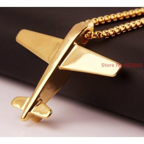 48*44mm Charming Gold Tone High Polishing 316L Stainless Steel Plain Shape Pendant Mens Boys Cool Necklace Chain