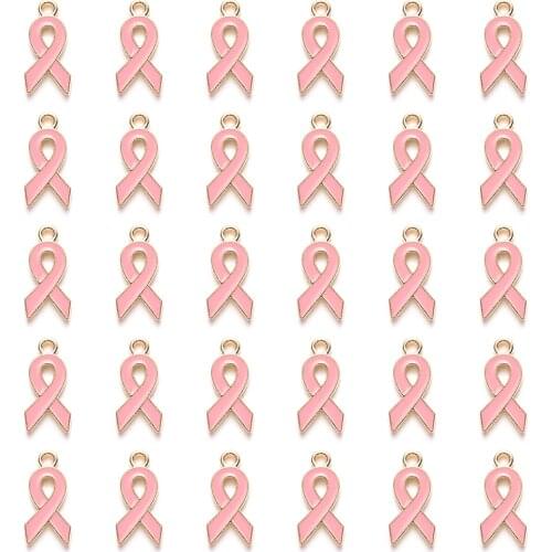 WHOLESALE 30 Pieces Ribbon Charms Metal alloy Cancer Awareness Ribbon Charms For Jewelry Making Alzheimers Pendants - 20x10mm