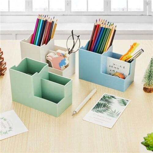 Creative Multifunctional Pen Holder Kawaii Colorful Plastic Desk Storage Box Decoration Office School Stationery Supplies 01212