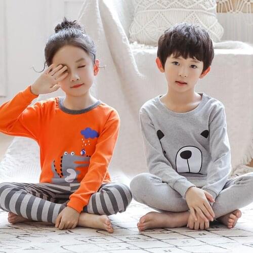 Girls Cartoon Pajamas Set Autumn Cotton Pijama Suits For Toddler Boy Teen Girl Long Sleeve Sleepwear Kids Pijama Sets For 3-14Y
