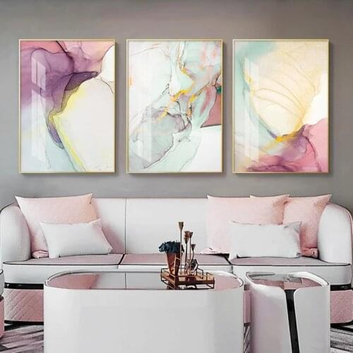 Colorful Pink Ink Poster Modern Abstract Canvas Painting Nordic Posters and Prints Wall Art Pictures for Living room Home Decor