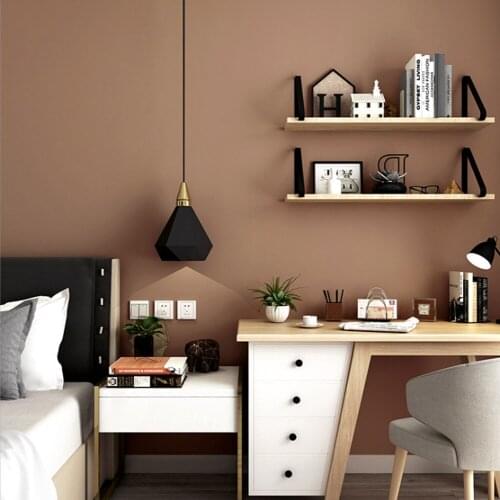 Q QIHANG Modern Minimalist Solid Color Living Room Bedroom TV Background Non-woven Wallpaper Brown Color 10M*0.53M=5.3M2