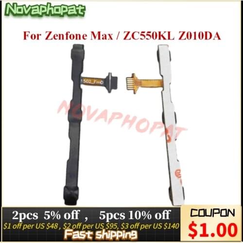 Novaphopat ZC550KL Power on off Volume up down For Asus Zenfone Max ZC500KL Switch Key Button flex cable Replacement +track
