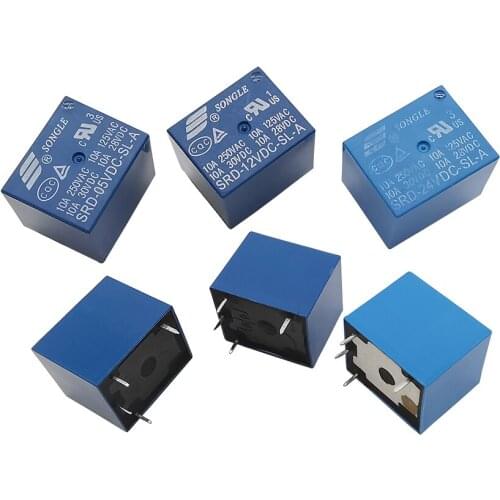 2Piece 4Pin DC Power Relay SRD-05VDC-SL-A SRD-12VDC-SL-A SRD-24VDC-SL-A 5V 12V 24V 4 Legs Relays Blue Relais 10A 250VAC