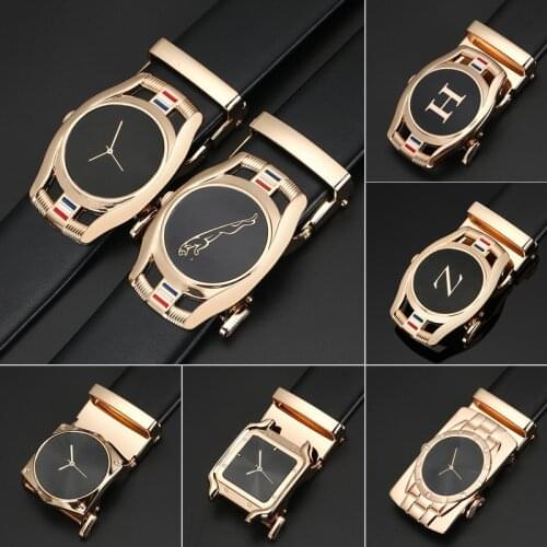 New Mens Leather Edging Two-layer Cowhide Automatic Buckle Belt Watches Business Casual Belts for Men Luxury Designer Brand