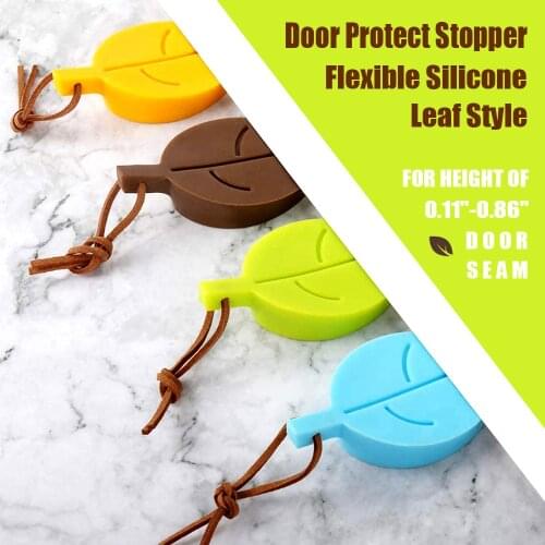 Leaf Style Silicone Door Protect Stopper, Wedge Finger Protector, Cute Cartoon Flexible Silicone Door Window Stops with Lanyard