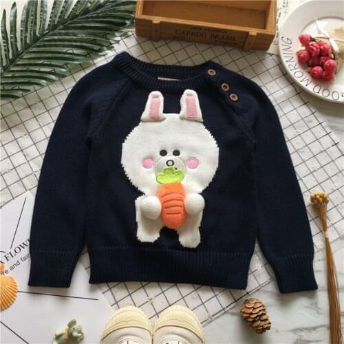 Tonytaobaby Fall and Winter Clothes New Style Baby Versatile Cute Rabbit Radish Pure Cotton Sweater