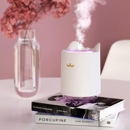 Ultrasonic Air Humidifier 320ml Mini Cat USB Aroma Diffuser With Romantic Night Light Hydration for Home Office Car air Purifier