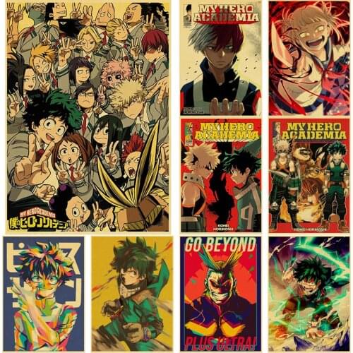 Anime My Hero Academia Vintage Posters Boku No Hero Academia Wall Art Canvas Poster Print Decorative Picture Living Room Decor