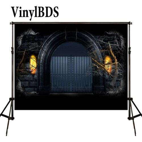 VinylBDS Halloween Fotografia Backdrop Newborn Baby Rusty Iron Gate Photography Backdrop Gray Floor Background For Photo Studio