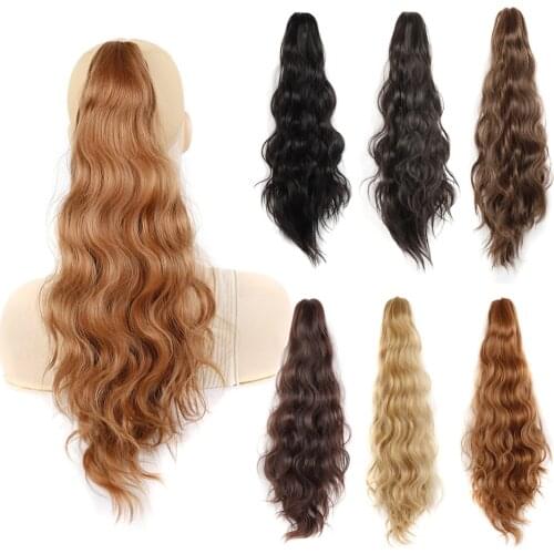 Vunshina Synthetic Ponytail Body Wave Claw On Clip In Extensions Thick Fake Hair Long Wavvy Blonde Natural Hairpiece For Women