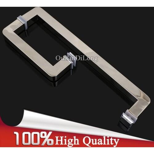 High Quality 304 Stainless Steel Frameless Shower Bathroom Glass Door Handles Pull / Push Handles Glass Mount Chrome