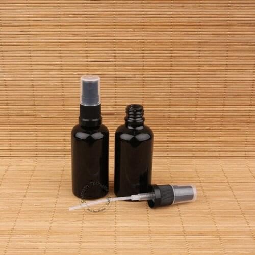 20pcs/Lot High Quality Glass 50ml Perfume Bottle with Water Black Lid Container Parfum Spray Vial 50g Packaging