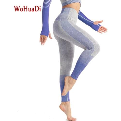 WOHUADI Yoga Pants Women Seamless Gym Leggings Workout Female Push Up Hip Fitness Running Knitted High Stretch Tight Sweatpants