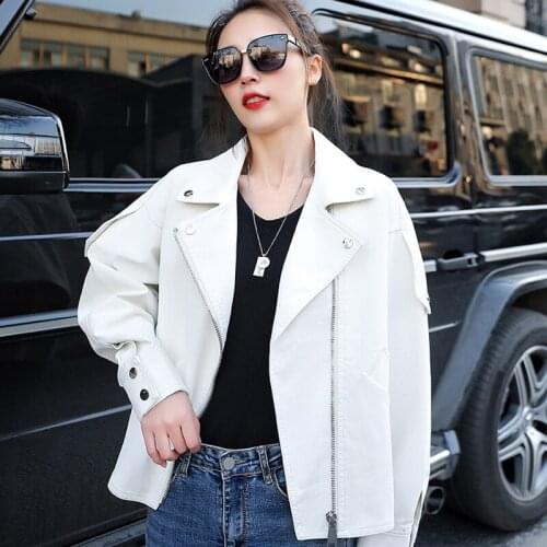 2021 New Jacket Winter Korean Chic Fashion Faux Leather Women Streetwear Casual PU Loose Motorcycle Jackets Female Oversize Coat
