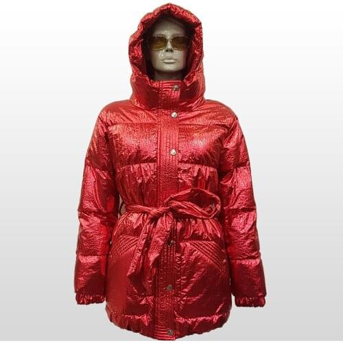 Women Winter Parka Red High Quality Hooded Coat Warm Thick Belted Casual Oversize New Fashion Elegant Inflatable Black Outerwear