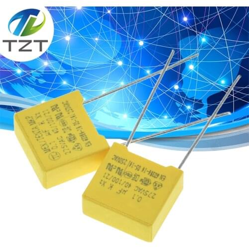 10PCS safety cap 275V104K 10MM Polypropylene film 275V 104K 0.1uf X2 safety capacitor 275VAC capacitors 275V104 capacitance