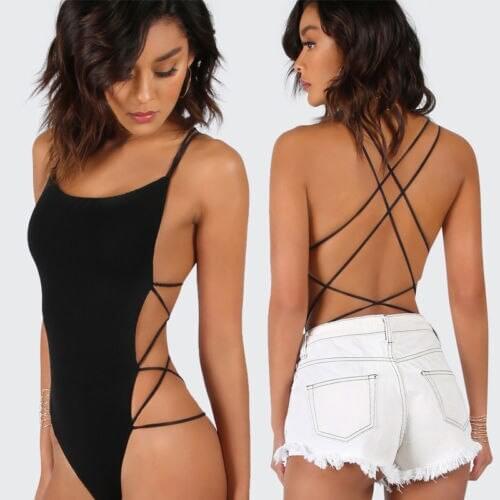 2019 Women Clubwear Backless Playsuit Bodycon Party Jumpsuit One Piece Pure Black Sexy Womens Underwear Hot