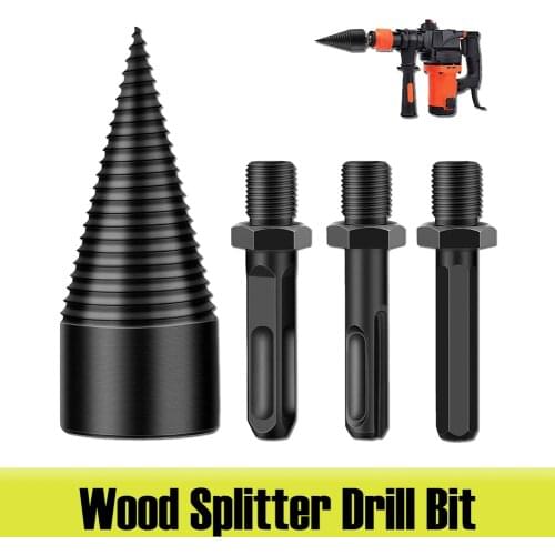 3Pcs Log Wood Splitter Drill Removable Firewood Splitting Drill Bit Wood Splitter Drill Bits High Speed Twist Wood Splitter Tool