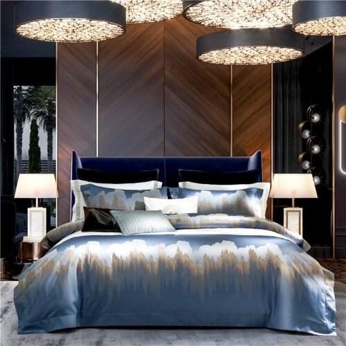 4/6/8/10Pcs Duvet Covet Set Luxury Bed Linen Euro Bedding Set Tribute Silk Quilt Cover Bedspread