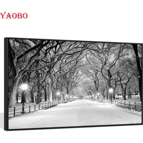 DIY square round Diamond Painting New York City Central Park Winter Snow Landscape Cross Stitch Mosaic Diamond Embroidery sale