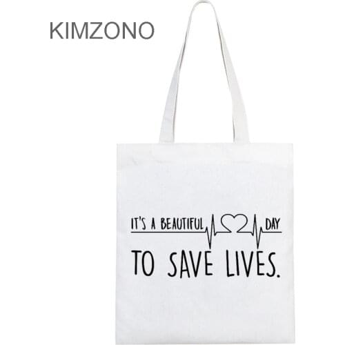Greys Anatomy shopping bag bolso bolsa bolsas de tela shopping jute bag cotton bag foldable ecobag woven sac tissu