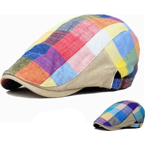 Unisex Classic England Style Plaid Berets Caps Casual Women Men Sports Cotton Hats Boina Casquette Flat Top Painter Newsboy Caps