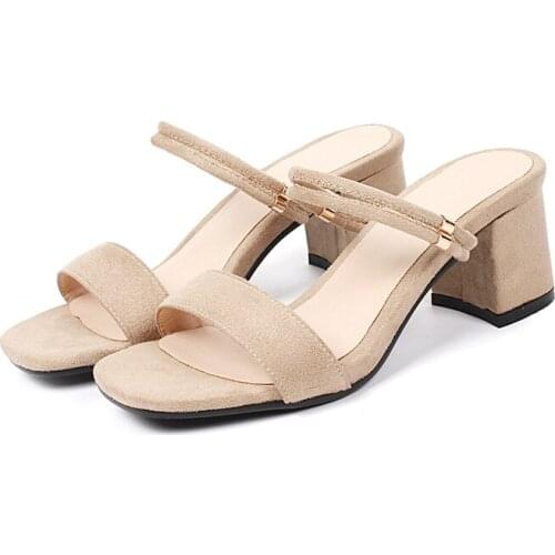 Low Heels Womens Casual Sandals Summer Cheap Thick Heel Roman Style Ladies Sandals Elegant Solid Square Heels Women Sandals