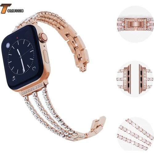 40mm 44mm 42mm 38mm Bracelet Diamond Rhinestone Band For Apple Watch 4/3/2/1 Rose Gold Strap For iWatch Luxury Bracelet Belt