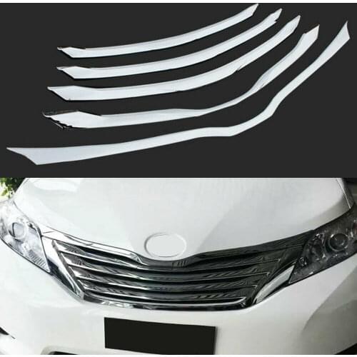 For Toyota SIENNA 2010-2017 Chrome ABS Car Front Hood Bumper Grille Cover Frame Trim