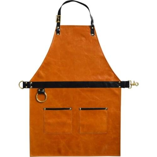 Full Grain Cow Leather Apron Barista Bartender BBQ Chef Catering Uniform Barber Painter Artist Carpenter Florist Work Wear L5