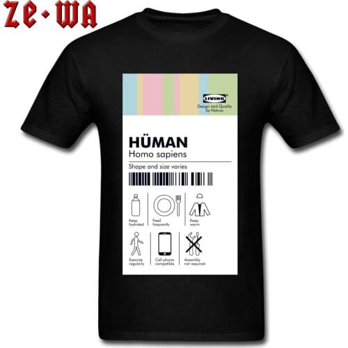 Family Tshirts Guys Funny T-shirt Human Tag T shirt Pure Cotton Men T Shirt Casual Brand New Crewneck Sweatshirts Drop Shipping