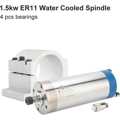 CNC Spindle Motor Kit 1.5kw ER11 Diameter = 80mm Water-Cooled Spindle & Inverter / VFD&80mm Bracket For CNC Router Milling