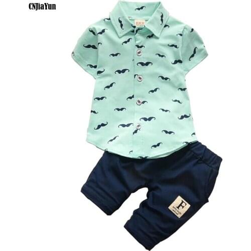 New Baby Boys Clothing Sets Summer Cotton Suit For Boys Short Shirt + Pants 2Pcs Kids Suits Toddler 4 Color Childrens Clothing