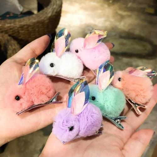 Girl Snow Yarn Rabbit Hairpin Cute Hairpin Baby Pet Top Clip Small Fresh And Safe Headdress Childrens Hair Accessories