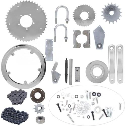 Metal Low Noise Motorized Bike Jackshaft Kit Center Shaft Chain Ring+Cover+Iron Plate+Chain+Center Shaft Guard Board+Accessory