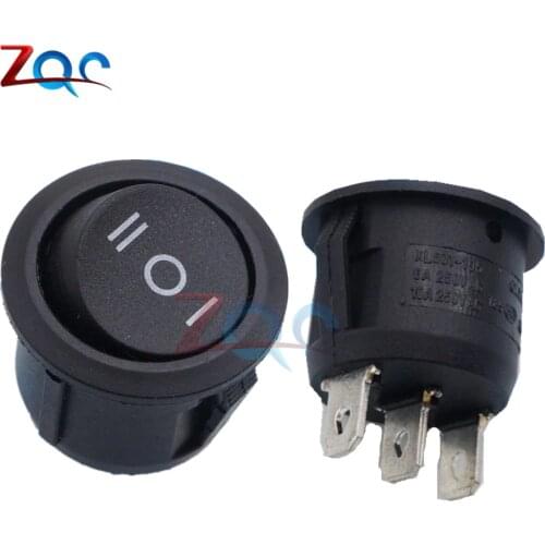 5PCS Mini Round Black 3 Pin SPDT ON-OFF-ON Rocker Switch Snap-in Car Boat Toggle