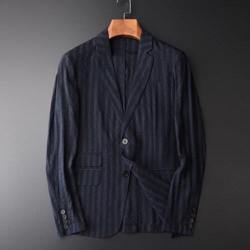 21C Linen Male Blazer Spring And Autumn Luxury Single Breasted Thin Slim Blazer Men Plus Size 4xl Business Blazer Masculino