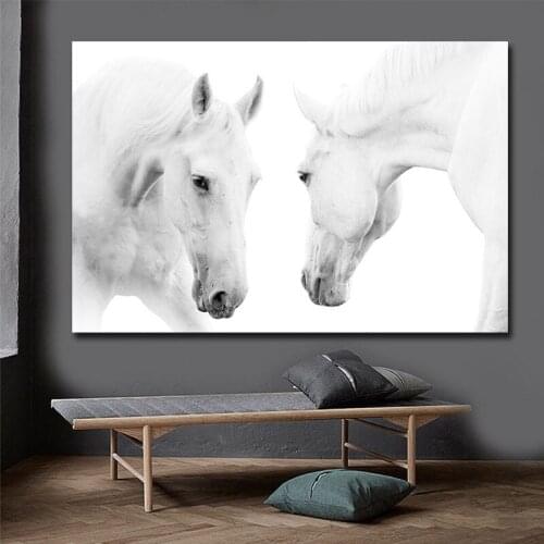 Big Size Wall Pictures Art White Horse Animal Painting Print Posters Modern Canvas Paintings For Living Room Unframed